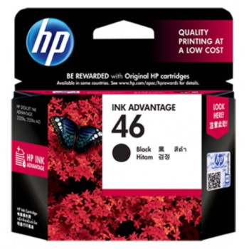 HP 46 Black Ink Cartridge : 1,500pgs : CZ637AA	