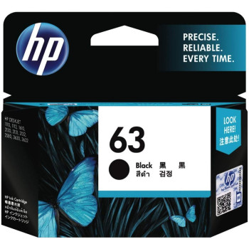 HP 63 Black Ink Cartridge : 190 pgs : F6U62AA	