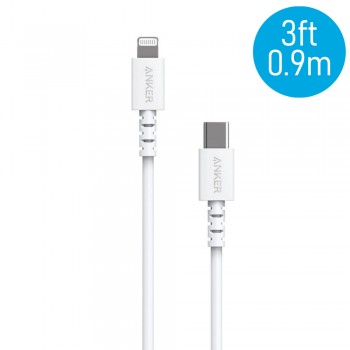 Anker A8612 PowerLine 3ft Select USB-C to Lightning Connector Cable - White (0.9M)