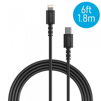 Anker A8613 PowerLine 6ft Select USB-C to Lightning Connector Cable - Black (1.8M)