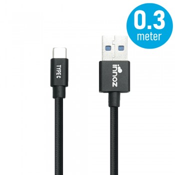 Innoz® InnoLink USB 3.1 to Type-C 5Gbps Super Speed Transfer & 5V/3A  High Speed Charging Cable - Black (0.3m)