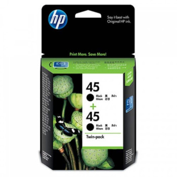 HP 45 Black Inkjet Crtg Twin Pack : 930 pgs : CC625AA