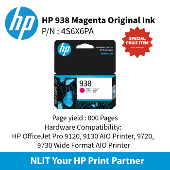 HP 938 Magenta Original Ink Cartridge : 800 pgs : 4S6X6PE