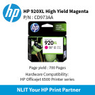 HP 920XL Magenta Officejet Ink Cartridge : 700 pgs : CD973AA