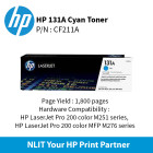 HP 131A  Cyan Ctrg : 1800pgs : CF211A