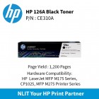 HP 126A Black Ctrg : 1200pgs : CE310A