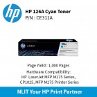 HP 126A Cyan Ctrg : 1000pgs : CE311A