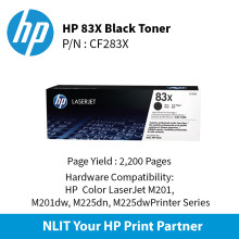 HP 83X Black Toner : 2200pgs : CF283X
