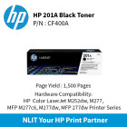 HP 201A Black LaserJet Toner : 1500pgs : CF400A	