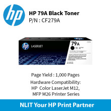 HP 79A Black LaserJet Toner : 1000pgs : CF279A