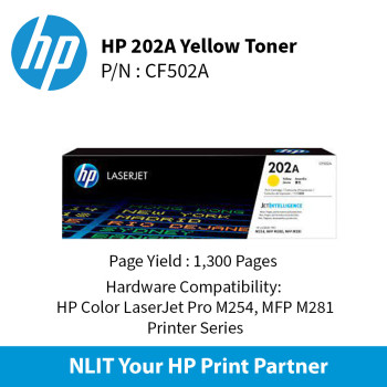 HP 202A Yellow LaserJet Toner : 1300pgs : CF502A