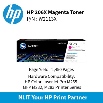 HP 206X Magenta laserJet Toner : 2450pgs : W2113X