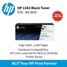 HP 136X Black laserjet Toner : 2600pgs : W1360X