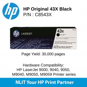 HP 43X Black LaserJet Toner Cartridge (C8543X)