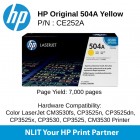 HP Original Toner : HP 504A Yellow : 7000pgs : CE252A : 2 Yrs Warranty