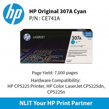 HP Original Toner : HP 307A Cyan : 7300pgs : CE741A : 2 Yrs Warranty CE741A