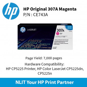 HP Original Toner : HP 307A Magenta : 7300pgs : CE743A : 2 Yrs Warranty CE743A