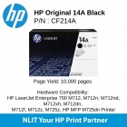 HP Original Toner : HP 14A Black : 10000pgs : CF214A : 2 Yrs Warranty