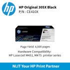 HP 305X Black 4000pgs CE410X	