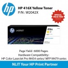 HP Original Toner : HP 416X Yellow : 6000pgs : W2042X : 2 Yrs Warranty