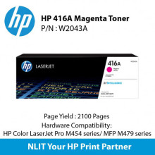 HP Original Toner : HP 416A Magenta : Std : 2,100pgs : W2043A :  2 Years Direct HP Warranty