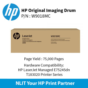 HP Original Toner : HP  Managed LaserJet Imaging Drum : 75000pgs : W9018MC : 2 Yrs Warranty W9018MC