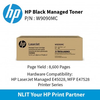 HP Original Toner : HP  Black Managed  : 8600pgs : W9090MC : 2 Yrs Warranty W9090MC