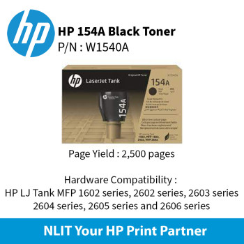 HP 154A Black LaserJet Tank Toner Rld Kit : 2500pgs : W1540A