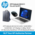 HP ProBook 440 G11 U5-125U / 8GB DDR4 / 512GB SSD / 14" Display/ 1.38Kg/ W11P/BackPack/1Yr Warranty SKU : A71G1PT