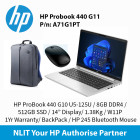 HP ProBook 440 G11 U5-125U / 16GB DDR4 / 512GB SSD / 14" Display/ 1.38Kg/ W11P/BackPack/1Yr Warranty SKU : A71G1PT1