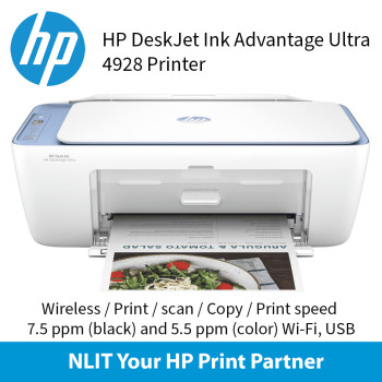 HP DeskJet Ink Advantage Ultra 4928 All-In-One Printer : A4 Print, copy, scan, wireless 8.5 ppm Black, 5.5 ppm color, 1 Yr Warranty