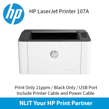 HP Laser 107a (4ZB77A) A4 Mono Print only, Up to 20ppm, USB, 3 Years Warranty