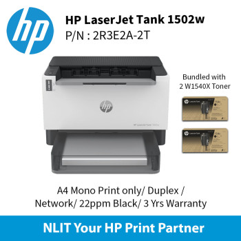 HP LaserJet Tank 1502w Printer with Include 2 W1540X Toner