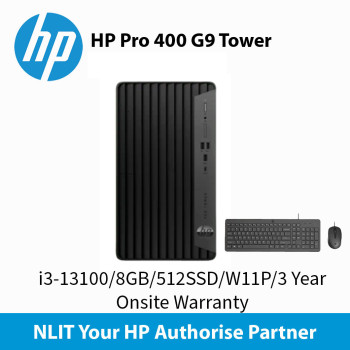 HP Pro 400 G9 9E492PT Tower i3-13100  /8GB / 512GBSSD / W11P / WIFI / 3 Year Onsite Warranty