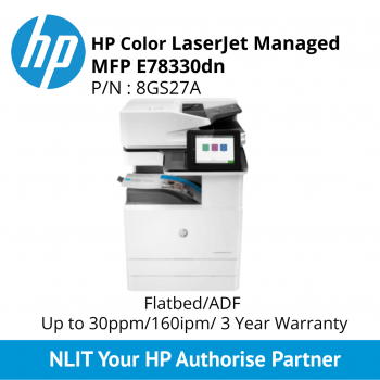 HP LaserJet Managed MFP E78330dn (8GS27A),Print , Scan, Copy, Fax, 30ppm Black, Duplex, 3 Yrs Warranty