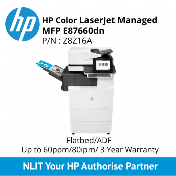 HP Color LaserJet Managed MFP E87660dn Printer (Z8Z16A) Print, Scan, Copy, A4 Up to 60ppm, A3 Up to 30ppm, Network, 3 years Warranty
