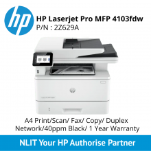 HP LaserJet Pro MFP 4103fdw (2Z629A) Printer A4 Print/Scan/ Fax/ Copy/ Duplex/ Network/ 40ppm Black/ 1 Year Warranty