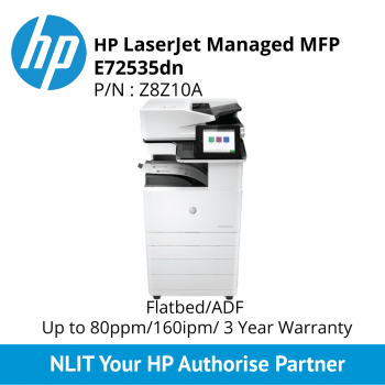 HP LaserJet Managed MFP E72535dn (Z8Z10A),Print, Scan, Copy, Fax, 35ppm Black, Duplex, 3 Yrs Warranty