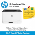 HP Color Laser 150a (4ZB94A) A4 Color Print only, 18ppm Black, 4ppm Color, USB, 3 Years Warranty (TNG)