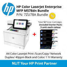 HP Color LaserJet Enterprise MFP M578dn Printer Bundle Package  + Total 12 Toner Cartridges Bundle