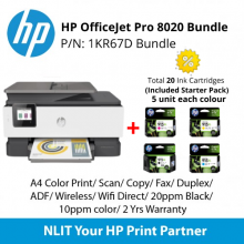 HP Officejet Pro 8020 Printer + Total 20 Ink Cartridges Bundle