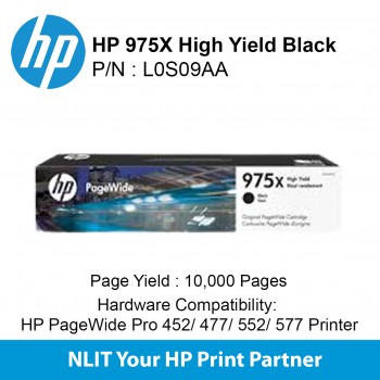 HP Original Toner : HP 975X Black : Large : 10,000pgs : L0S09AA L0S09AA