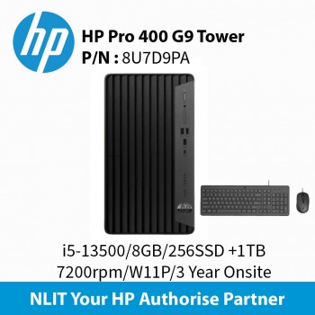 HP Pro 400 G9 8U7D9PA Tower i5-13500 / 8GB / 256GB SSD + 1TB 7200rpm / W11P / WIFI / 3 Year Onsite Warranty