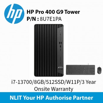 HP Pro 400 G9 8U7E1PA Tower i7-13700  / 8GB / 512GBSSD / W11P / WIFI / 3 Year Onsite Warranty