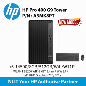 HP Pro Tower 400 G9 i5-14100/8GB/512GB SSD / Wifi 6 /W11P A3MK8PT