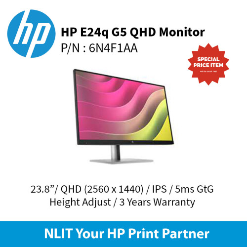 HP E24q G5 QHD Monitor, Black 