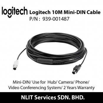 Logitech 10 m Mini-DIN Data Transfer Cable for Hub, Camera, Phone, Video Conferencing System - 1 Pack - First End: 1 x Mini-DIN (PS/2) Male - Second End: 1 x Mini-DIN (PS/2)Male - Extension Cable - Black