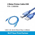 2 Meter Printer Cable 	 USB, A-B, 28/24, BLACK or Blue Color