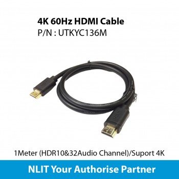 4K 60Hz HDMI Cable Ver2.0 1Meter (HDR10 & 32Audio Channel) Unitek YC136M