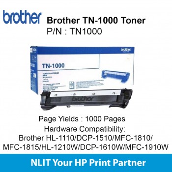 Brother : Cartridge : TN-1000 : Standard : 1,000pgs : Black